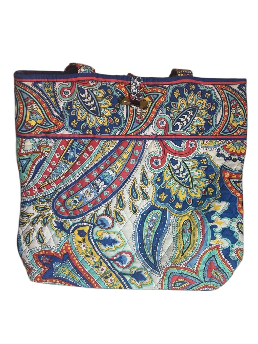 Vera Bradley Marina Paisley Quilted Tote Bag Primary Colors * Retired Pattern *